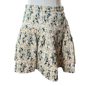 Avec Les Filles Embroidered Linen-Blend Floral Skirt Size 4 NWT